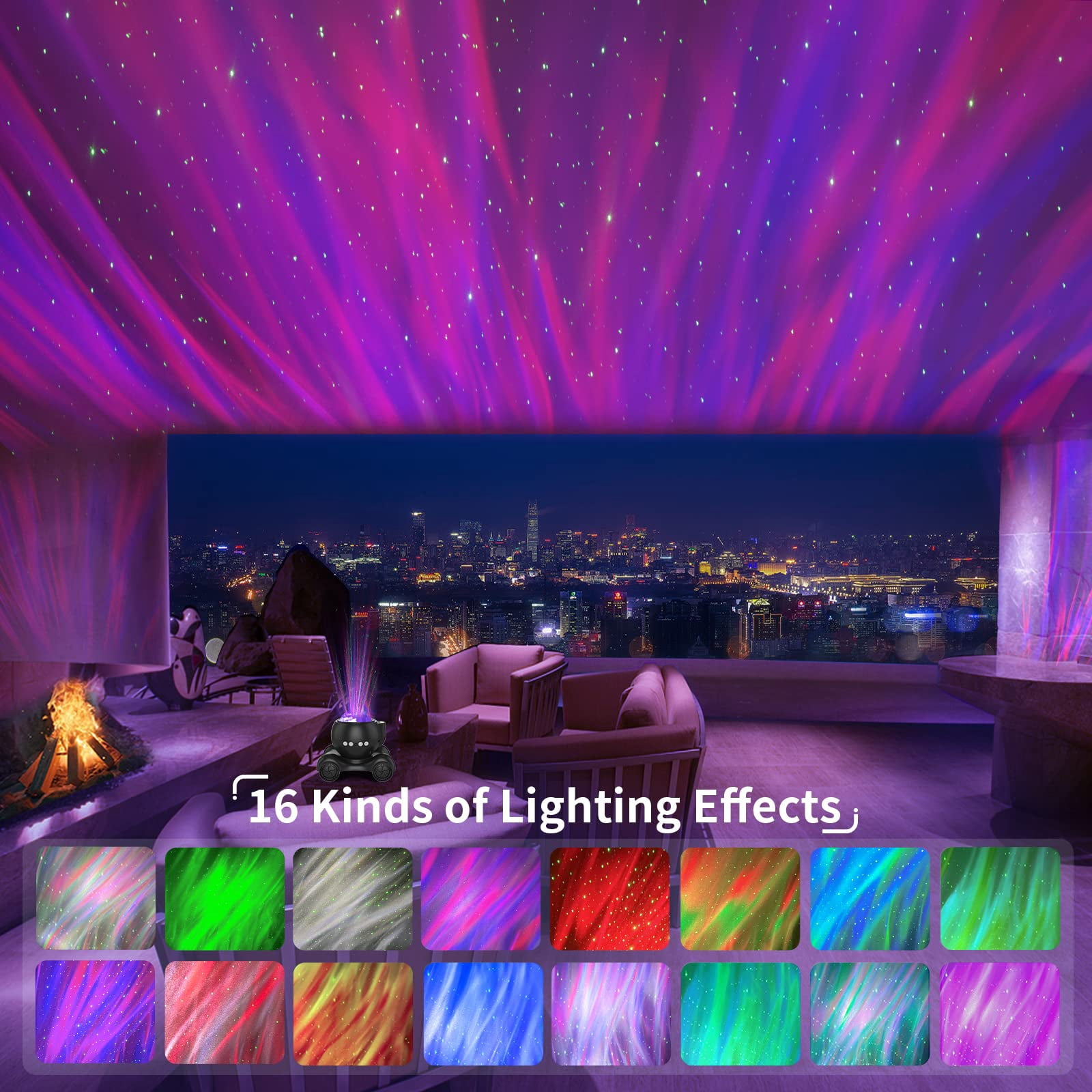 Aurora Projector, Galaxy Projector for Bedroom with Built-in Bluetooth Speaker, Night Light Projector for Kids Adult, Star Projector for Ceiling/Party/Gift