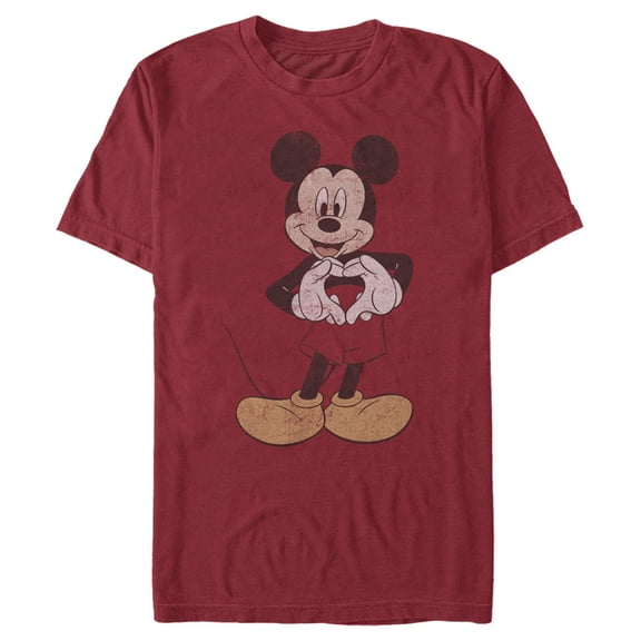 Men's Mickey & Friends Distressed Heart Graphic Tee Cardinal 2X Large