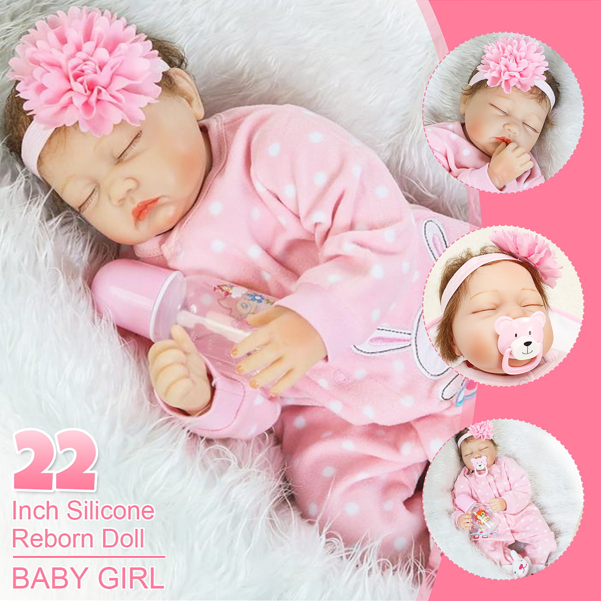 20" Toddler Reborn Lifelike Baby Girl Doll Silicone Vinyl Reborn Newborn Dolls 