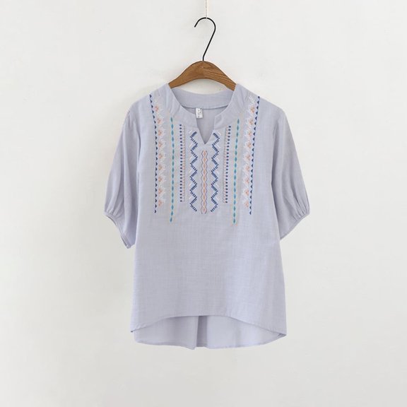 Embroidered T Shirt For Women Summer Short Sleeved Top Plus Size High End T Shirt For Women Ethnic Style Clothing Long Sleeve Shirt Plain Women Tee for Women Long Sleeve Rayon Tops for Women T Shirts