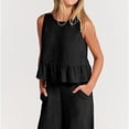 thumbnail image 6 of GILIGEGE 2 Piece Sets for Women Summer Women's Two Piece Set Cropped T Shirt & Elastic Waist Long Pants Summer Beach Vacation Outfits Lounge Tracksuits Black 3Xl, 6 of 8