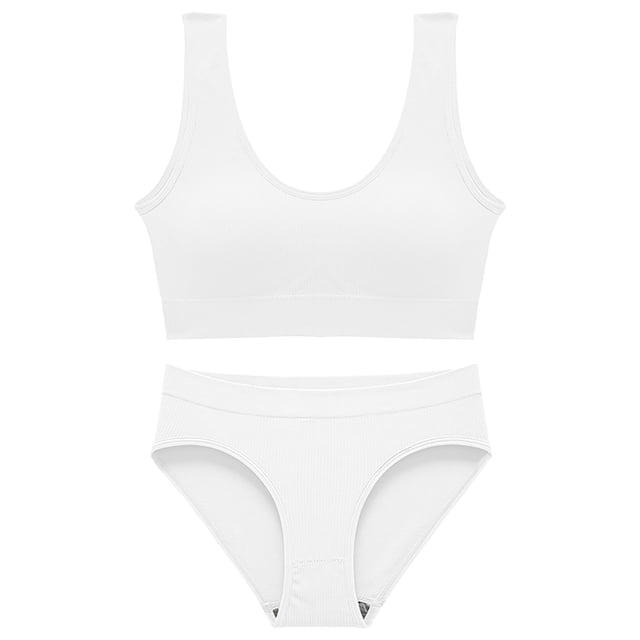 Conjunto de lencería sin costuras para mujer de 2 piezas con cuello en V y cuello halter: sujetador de cintura alta y tanga, nailon/spandex, color liso, sexy para la playa/ropa de dormir