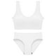 thumbnail image 1 of Conjunto de lencería sin costuras para mujer de 2 piezas con cuello en V y cuello halter: sujetador de cintura alta y tanga, nailon/spandex, color liso, sexy para la playa/ropa de dormir, 1 of 4