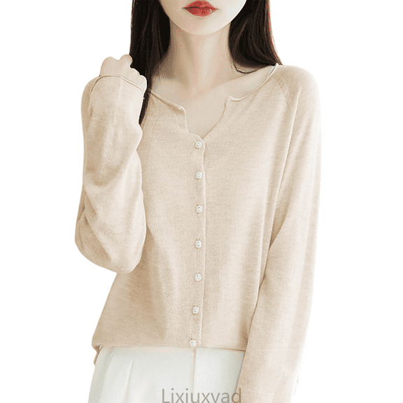 Lixiuxyad Womens Open Front Cardigan Women's Cardigan Lightweight Seamless Knit Open Front Jacket With Rolled Edges For Comfortable Layering And Stylish Finish,Beige