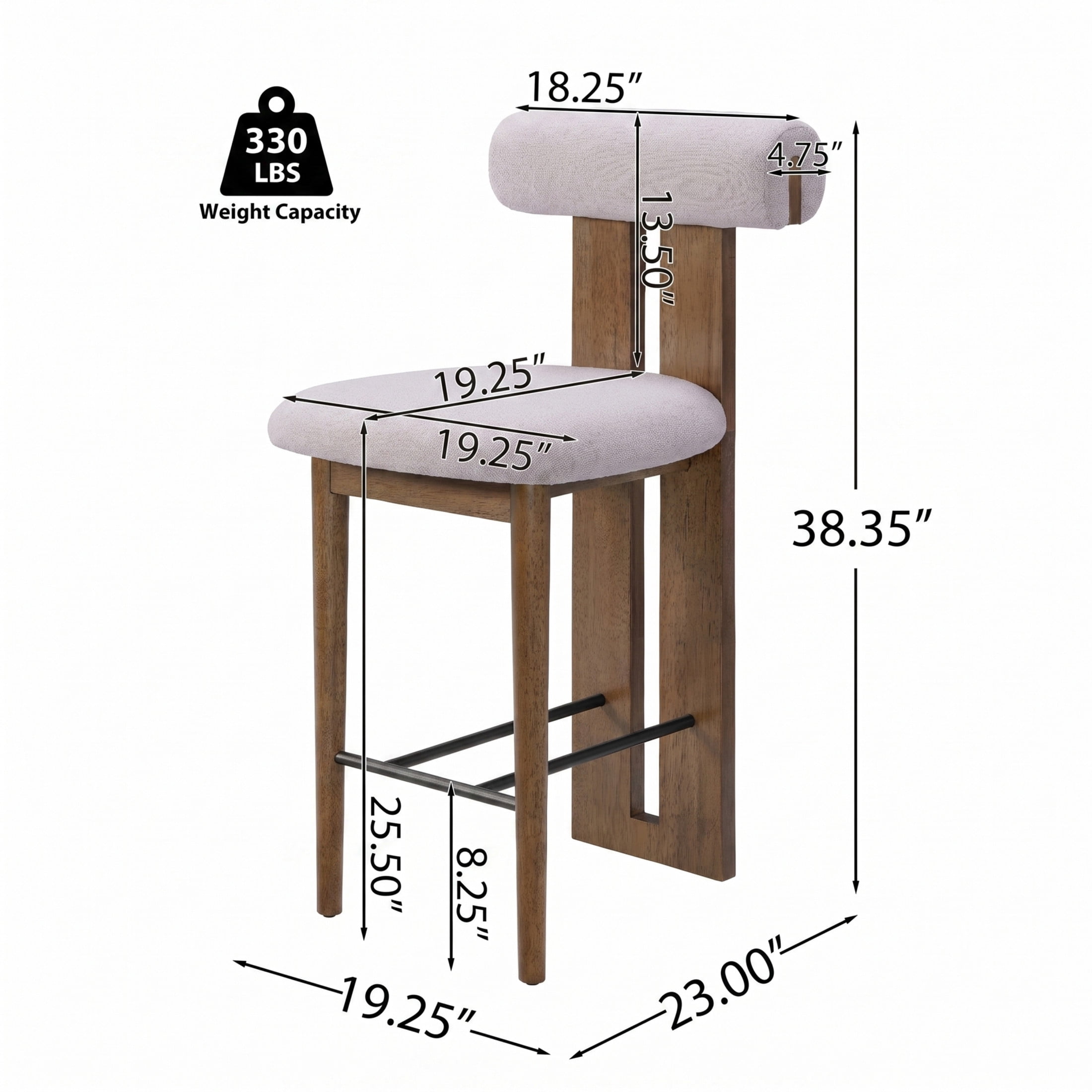 Christopher Knight Home Modern Wooden Counter Stool with Split-Back, Ivory Upholstery, Set of 2