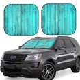 thumbnail image 1 of Balery Turquoise Wooden2 Parasol para parabrisas de coche de 2 piezas | Parasol plegable para parabrisas delantero de coche para la mayoría de sedanes-Large, 1 of 6
