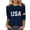 Dark Blue, variant on USA 250th Anniversary Shirt Women's Stars and Stripes Casual T Shirt Everyday Wear Modern Wardrobe Lightweight Blend Tee Comfort Fit All Day Use Crew Neck Three Quarter Sleeve Black L