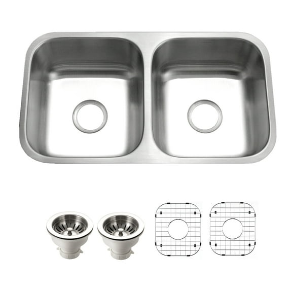 Houzer Eston 31 in Stainless Steel Undermount 50/50 Double Bowl Kitchen Sink - STD-2100-1