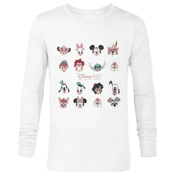 Disney 100 Years of Wonder Famous Faces Muted Cute D100 - Long Sleeve T-Shirt for Men - Customized-White