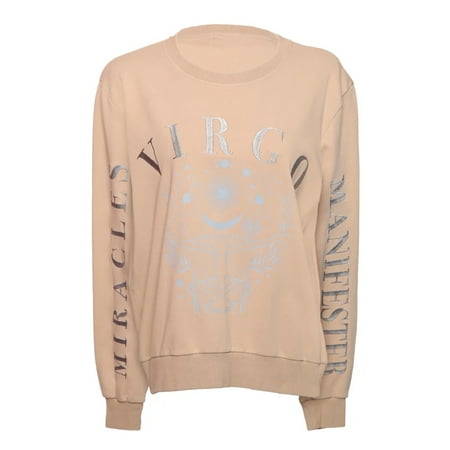 Virgo Women's 100% Premium Cotton Beige Crewneck Pullover Sweatshirt - Size M - Miracles Manifester