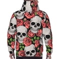 thumbnail image 7 of Naloa Skull and Roses Men's Casual Hooded Collar Drawstring Hoodies Pullover Sweatshirts Casual Long Sleeve Shirts-3X-Large, 7 of 7