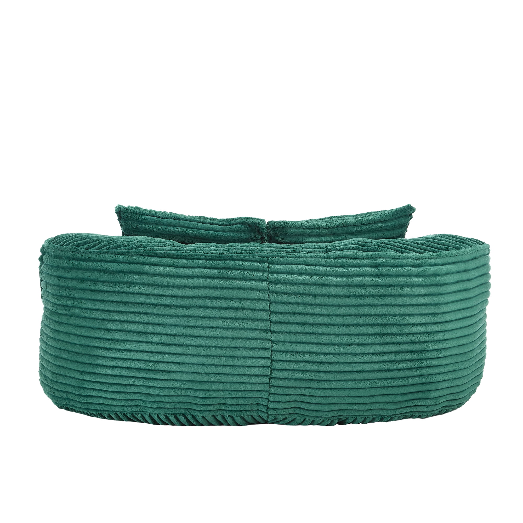 MOONMISS Corduroy Upholstered Durable Comfort Lounger Bean Bag Lazy Sofa with 3 Pillows-Emerald
