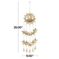 thumbnail image 3 of DecMode 35" Gold Metal Handmade Sun and Star Windchime with Glass Beads and Cone Bells, 3 of 9