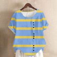 thumbnail image 2 of Vestidos Casuales Para Mujer, Blusas De Mujer De Moda Blusa informal de lino con botones y manga corta estampada para mujer, 2 of 5