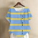thumbnail image 2 of Vestidos Casuales Para Mujer, Blusas De Mujer De Moda Blusa informal de lino con botones y manga corta estampada para mujer, 2 of 5