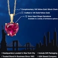 thumbnail image 2 of Gem Stone King 14K Yellow Gold Red Created Ruby Pendant Necklace for Women | 1.70 Cttw | Gemstone July Birthstone | Heart Shape 8MM | With 18 inch Chain, 2 of 6