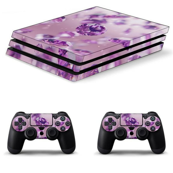 Decal Skin for PS4 Slim / PS4 Pro / PS4, Whole Body Vinyl Sticker Cover for Playstation 4 Console and Controller (Purple Crystal)