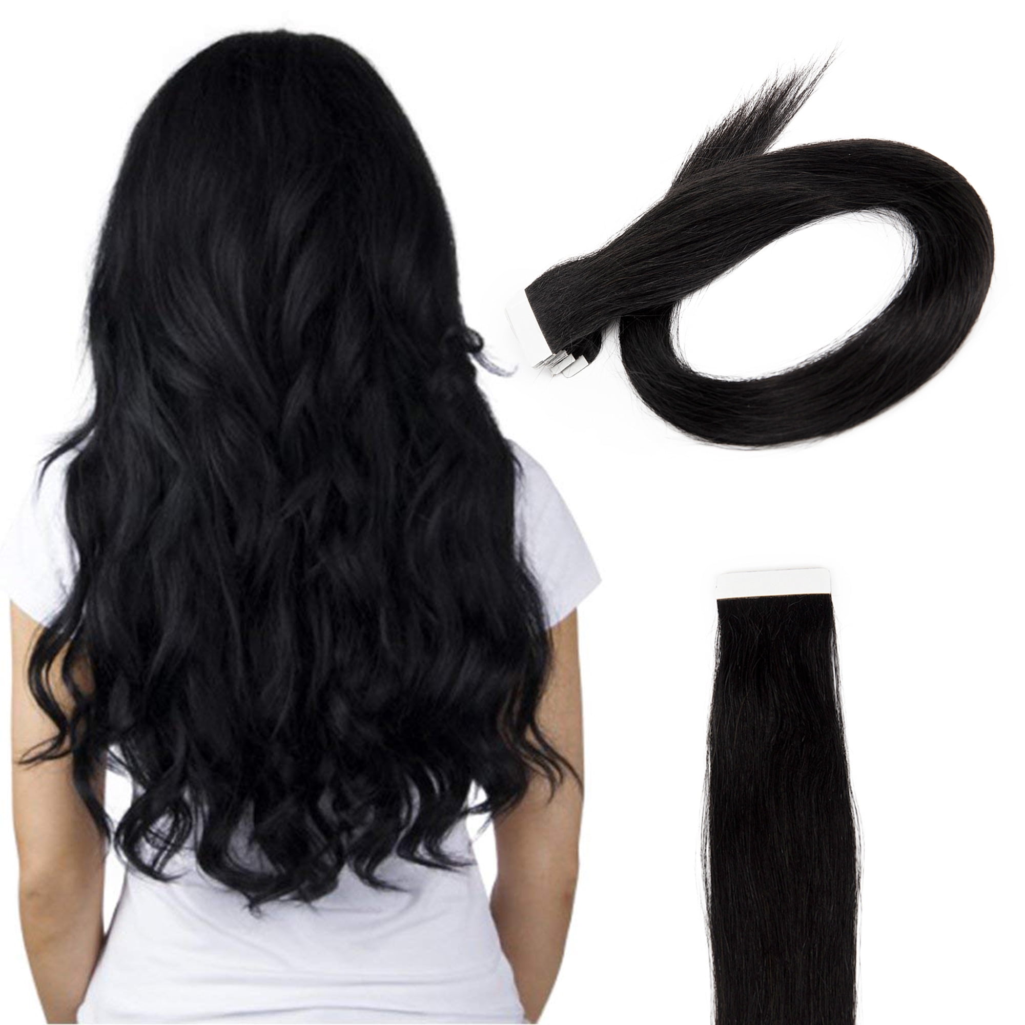 FLORATA 1622 inch Skin Weft Tape Hair Extensions 100 Remy Straight