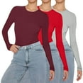 thumbnail image 2 of Comdrip Womens Tops, 3 Pack Womens Cute Basic Slim Fitted Tops Business Work Tee Fall Fashion Outfits 2025 Clothes Going Out Tops for Women W XS, 2 of 4