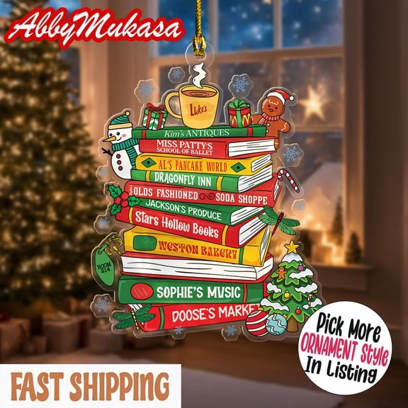 Stars Hollow Christmas Festival Ornament, Gilmore Girls Book Clubs Tree Ornament, Stars Hollow Gift Luke's Diner, Xmas Gift for Book Lover