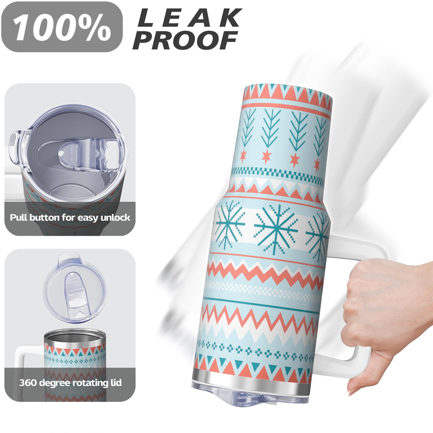 1pc 40 oz Christmas Tumbler with Lid and Straw Stainless steel Insulated tumblers Cute water bottle Travel/Gym coffee tumbler Gifts for Women/men