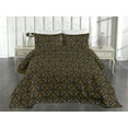 thumbnail image 2 of Ambesonne Geometric Flower Quilted Coverlet 2 Pcs, Leaves Greenery, Twin Size, Taupe Grey Pale Orange, 2 of 4