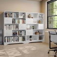 thumbnail image 3 of SOLACE FURNITURE Tall Bookcase,Modern 5 Tier Bookshelf with 3 Bins Storage & Open Shelf,White, 3 of 5