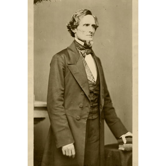 Print: Jefferson Davis, Three-Quarter Length Portrait, Facing Right, circa