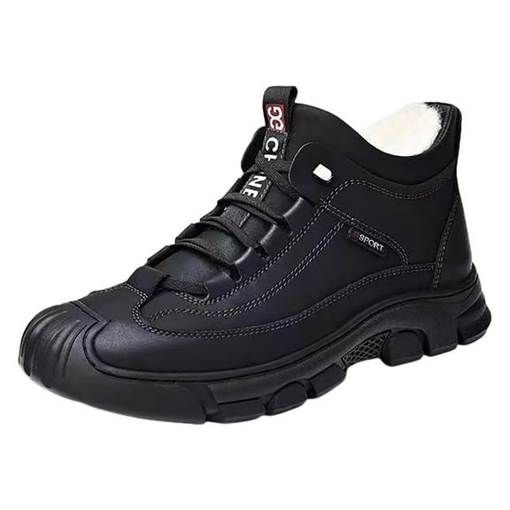 Xmyrz Waterproof Snow Boots For Men Walking Softable Basic Fleece Thickened Thin Wide Calf Boots Winter Boots Mens Shoes