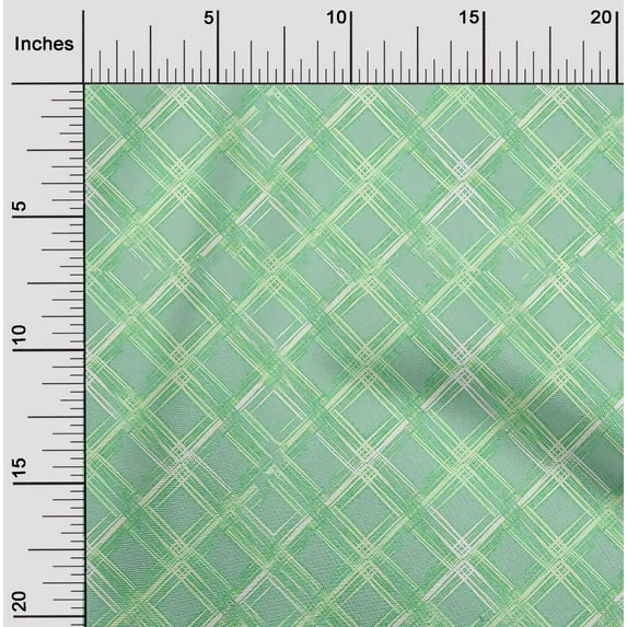 oneOone Georgette Viscose Light Mint Green Fabric Check Fabric For Sewing Printed Craft Fabric By The Yard 42 Inch Wide