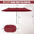 thumbnail image 3 of Costway Parasol de Patio Extra-Grand de 15,5 Pi avec Lumières DEL Solaires et 12 Nervures Robustes Rouge, 3 of 10