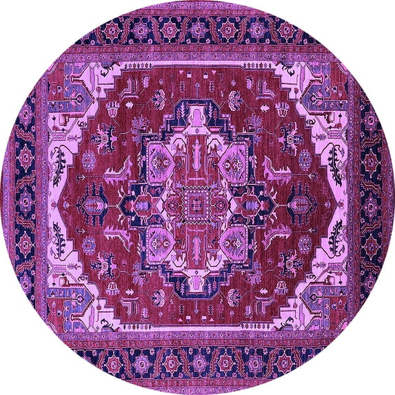 Ahgly Company Indoor Round Oriental Purple Industrial Area Rugs, 3' Round