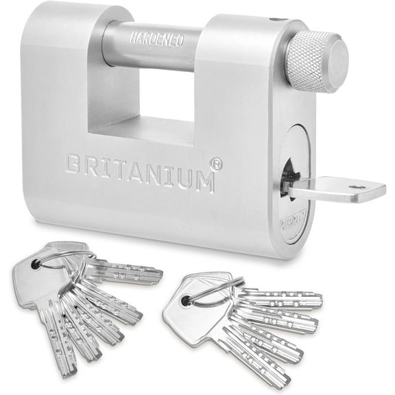Britanium® BRL85 Weather-Resistant Heavy-Duty Lock with 10 Keys for Gates, Containers - 85mm
