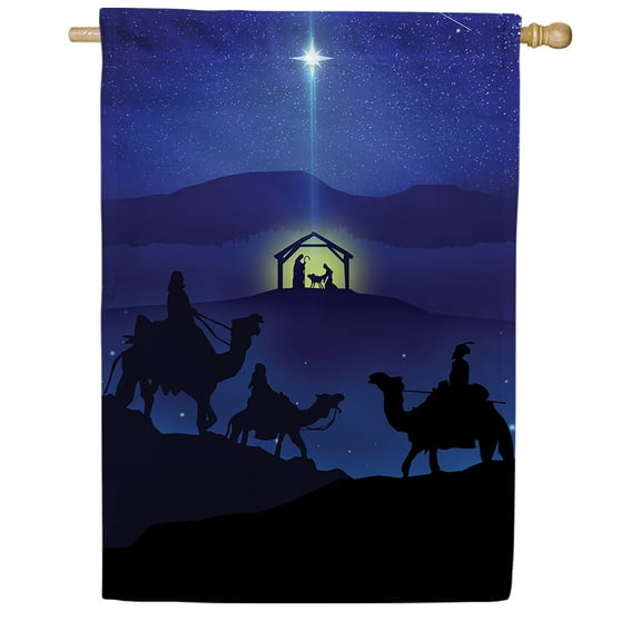 America Forever O Night Divine House Flag 28 x 40 inch Double Sided, Nativity Banner Three Kings Star Bethlehem Outdoor Decor, Religious Christmas Yard Display Holiday Decorations