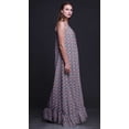 thumbnail image 3 of Bimba Bluish Violet Floral Leaves & Dahlia Printed Nightwear For Women Long Spaghetti Strap Maxi Dress Sleepwear Gown Medium, 3 of 5