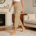 thumbnail image 2 of NinXxx Women's Plus Size Pleated Waist Wide Leg Cropped Yoga Pants Khaki S, 2 of 4