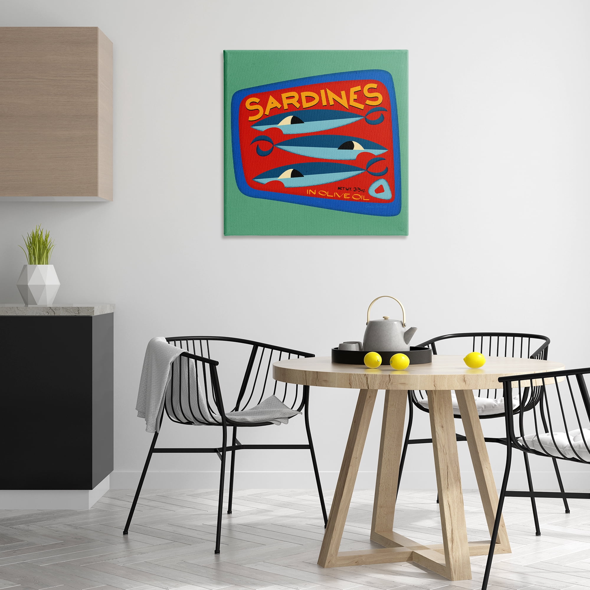 Stupell Industries Bold Sardines Can Food & Beverage Painting Wrapped Canvas Art Print Wall Art, 30 x 30