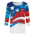 thumbnail image 5 of 3/4 Sleeve T-Shirts for Womens Summer Independence Day Patriotic T Shirts USA Flag Star Printed Tee Shirts Round Neck Tops Light Breathable Blouses Holiday Beach Party Outfits, 5 of 5