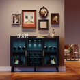 thumbnail image 1 of Freestanding Liquor Cabinet with LED Light, Wine Bar Cabinet for Home, Wine and Coffee Bar with Wine Rack and Glass Holder, Kitchen Buffet Sideboard Storage for Home Living Room, Dining Room, 1 of 6