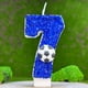 thumbnail image 1 of Vela de cumpleaños de fútbol - Topper de tarta número 9 con purpurina azul y diseño de balón de fútbol para magdalenas, decoraciones para fiestas de adultos y adolescentes, 1 of 2