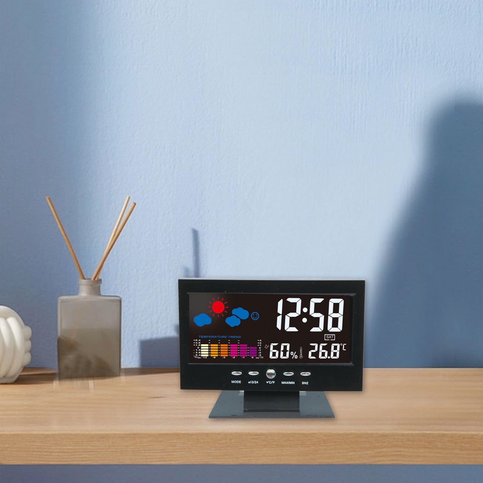 3 Packs Digital LED Alarm Clock with Temperature Humidity Weather Display Indoor Outdoor Table Clock USB Powered Color Screen for Home Office Desk Bedroom Nightstand