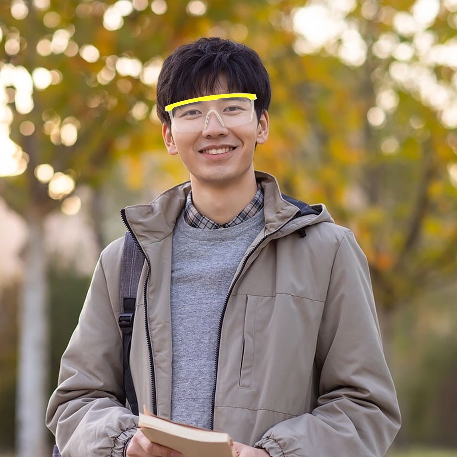 LOLIPPYY 12Pack Protective Eyeglasses Yellow Frame PC Eye Protective Outdoor Surfing Back to School