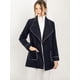 thumbnail image 4 of Allegra K Abrigo De Oficina Con Cinturón Cuello Vuelto Ribete De Contraste Para Mujer Azul Marino L, 4 of 7