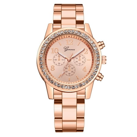 TIHLMK Deals Clearance Womens Watch Women Fashion Watch Clock Stainless Steel Casual Dress Wrist Crystal