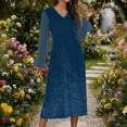 thumbnail image 2 of Jinhomg Women Velvet Maxi Dress Chiffon Patchwork Long Sleeve V Neck Cocktail Dresses A-Line Flowy Tunic Dress Wedding Guest Dresses, 2 of 8