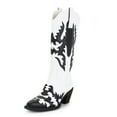 thumbnail image 3 of Ferwind Women's Cowboy Boots Western Knee-High Stiches and Pull-on Adult Black/White  6.5, 3 of 8