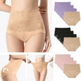 thumbnail image 2 of Tumotour 4pcs Underwear For Women Cotton Underwear Briefs High Waist Full Coverage C Section Soft lace Panties Plus Size Shapewear Panties, 2 of 9