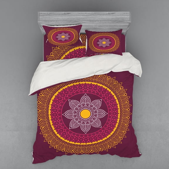 Ambesonne Mandala Bedding Set 4 Pcs, Ornamental Vintage Design, Queen, Multicolor