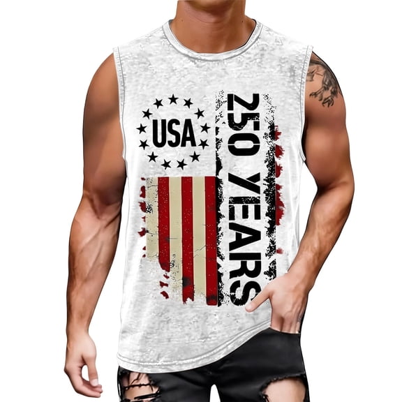 Mens Shirts 4th of July Patriotic Graphic Muscle Tank Top Sleeveless Shirt Workout Casual Summer Wear