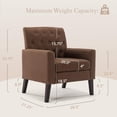 thumbnail image 2 of LUE BONA Linen Accent Chair 18.5" H, Button Tufted Armchair, Comfy Living Room Adult Chair with Arms for Bedroom,Brown, 2 of 6